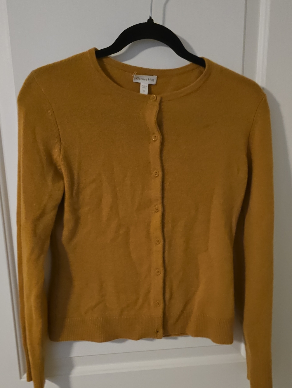 Garent Hill Mustard Yellow Button-Front Cashmere Blend Cardigan